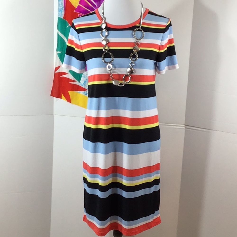 MMK striped colorblock shift t shirt dress M